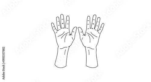 Open Hands Line Art Illustration.