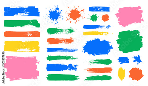 Artistic paint splashes and colorful brush strokes vector collection
