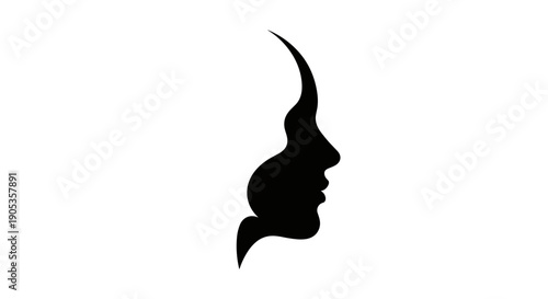 Optical Illusion Silhouette of Two Faces in Profile.