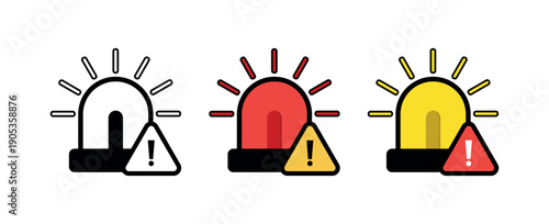 Emergency Alert Siren Icons with Warning Signs