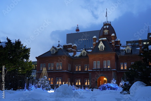 赤れんが庁舎　北海道　札幌市　日本の風景　夜の風景　夜の赤れんが庁舎　北海道の夜