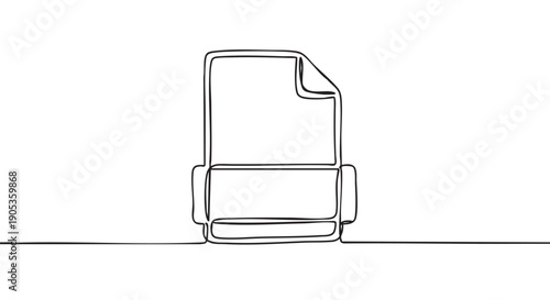 Printer drawn in a continuous single line style with a sheet of paper emerging from the tray, representing a minimalist and modern office equipment illustration