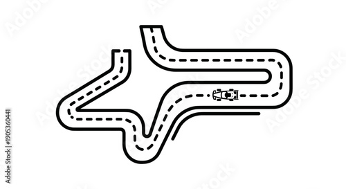 Race Track with Car and Curves.