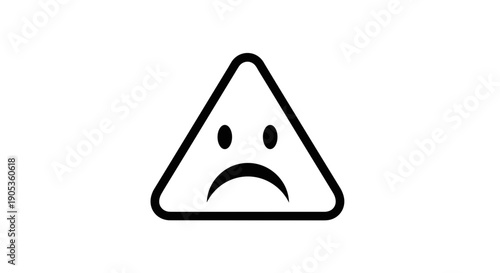 Sad Face Warning Sign Icon Vector Illustration.