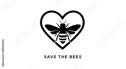Save the Bees Heart Symbol Illustration.