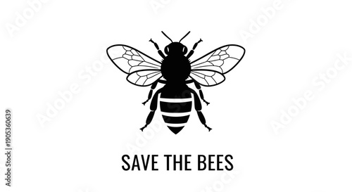 Save the Bees Silhouette Illustration.