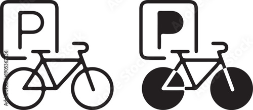 bicycle parking two icon set vector illustration flat design logo art