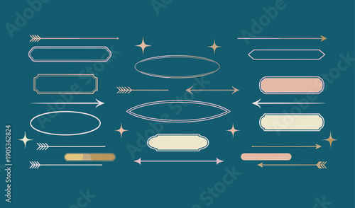 Elegant Collection of Decorative Frames and Arrows with Subtle Metallic Accents border