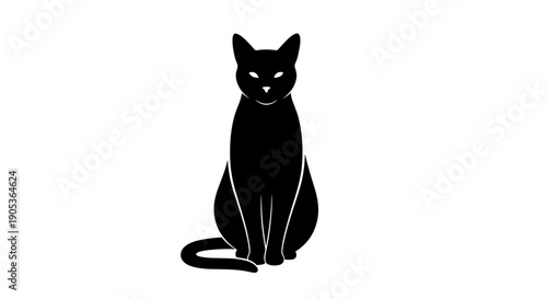 Silhouette of a Black Cat Sitting Elegantly.