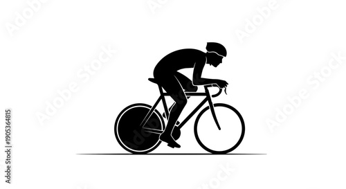 Silhouette of a Cyclist in Aerodynamic Pose on a Bicycle.