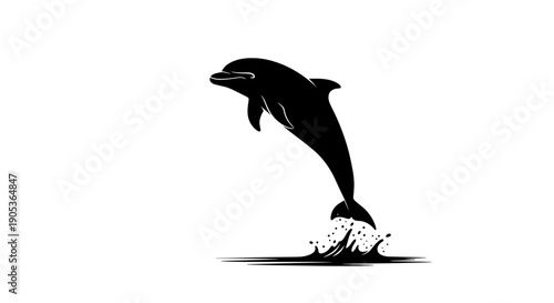 Silhouette of a Dolphin Leaping from Water.