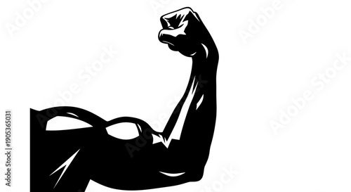 Silhouette of a Flexed Bicep Muscle Showing Strength.