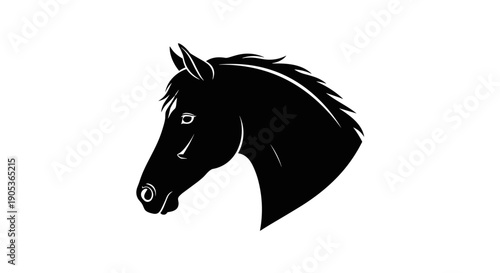 Silhouette of a Majestic Black Horse Head Profile.
