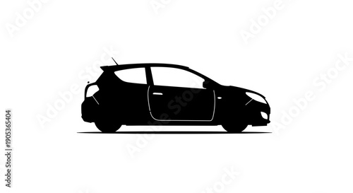 Silhouette of a Modern Hatchback Car in Black.