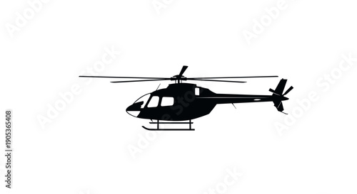 Silhouette of a Modern Helicopter in Flight.