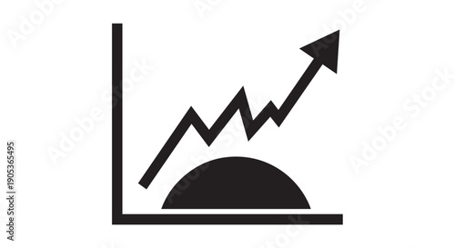 Business graphs and charts icons. Business statistics and analytics, charts diagrams, money, down or up arrow. graph growth silhouette icon set
