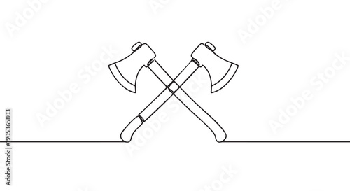 Two crossed axes drawn in a continuous line style, forming a minimalist black and white illustration with a clean, simple aesthetic