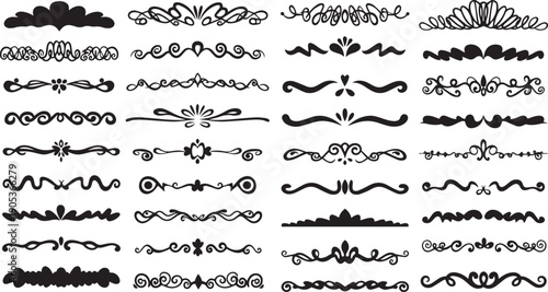 A diverse collection of intricate and ornate border designs and patterns. isolated on white background