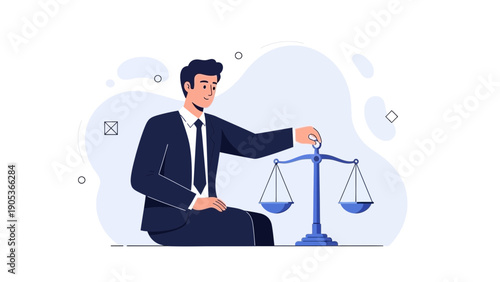 Lawyer with Scales of Justice, Legal Concept Illustration