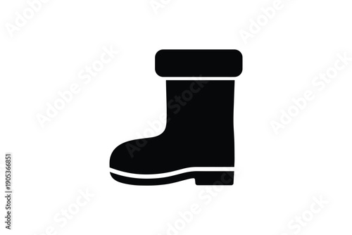 Black boot icon silhouette isolated on white background symbol for winter seasonal clothing footwear accessory
