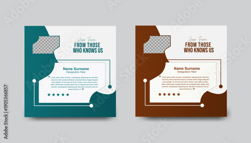 Premium Square Client Testimonial Social Media Post Template Bundle including 2 Creative Layout with Star Rating and Modern Typography