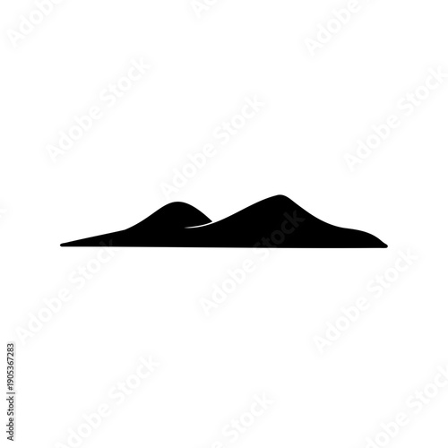 a simple black silhouette of two mountains on a white background