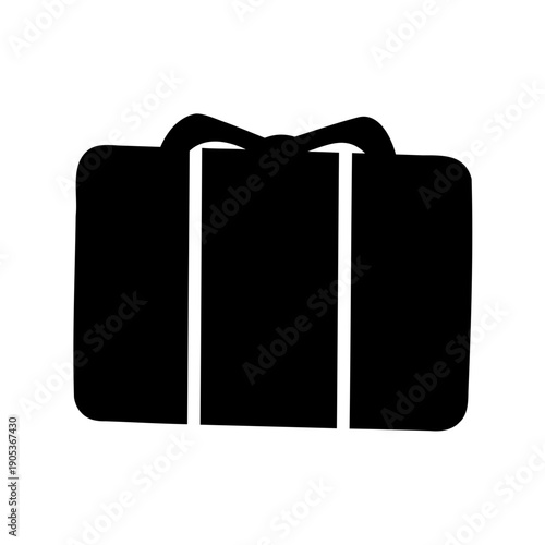 simple black and white illustration of a gift box with a ribbon