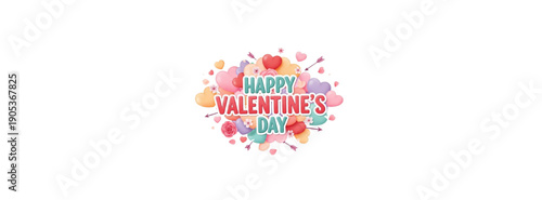 Colorful Valentine's Day Celebration with Hearts and Flowers