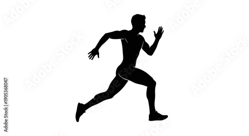 Silhouette of a Muscular Man Running Fast.