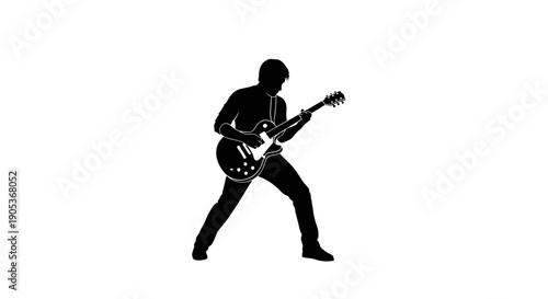 Silhouette of a Musician Playing Electric Guitar.