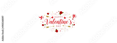 Valentine's Day celebration with hearts and flowers in a festive arrangement