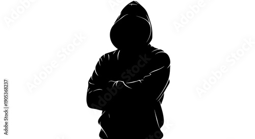 Silhouette of a person wearing a hoodie with arms crossed.