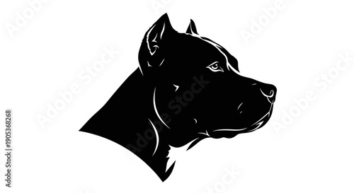 Silhouette of a powerful dogs head in profile.