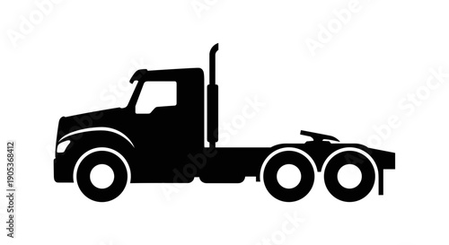 Silhouette of a SemiTruck Cab and Chassis.