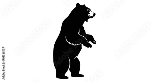 Silhouette of a Standing Bear Facing Right.