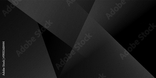 Modern black white abstract background. Minimal. Gradient. Dark grey banner with geometric shapes, lines, stripes, triangles. Design. Futuristic. Cut paper or metal effect.vector eps10