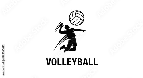 Silhouette of a Volleyball Player Spiking the Ball.