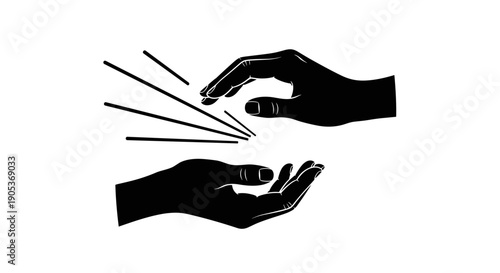 Silhouette of hands performing magic trick with sparks.