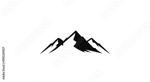 Silhouette of Majestic Mountain Peaks Against White Background 1.