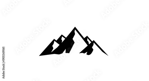 Silhouette of Jagged Mountain Peaks Against White Background 2.