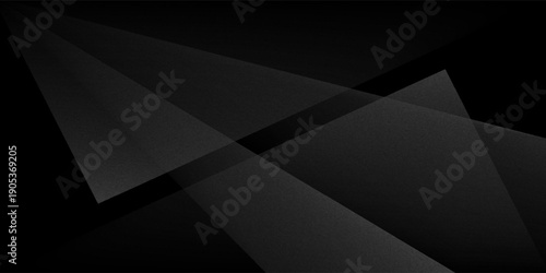 Modern black white abstract background. Minimal. Gradient. Dark grey banner with geometric shapes, lines, stripes, triangles. Design. Futuristic. Cut paper or metal effect.vector eps10