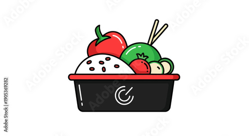 Freshly prepared food meal illustration
