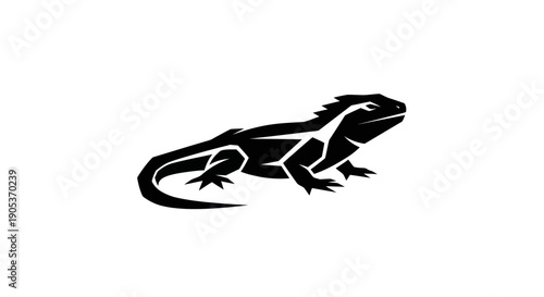 Geometric lizard silhouette on white background