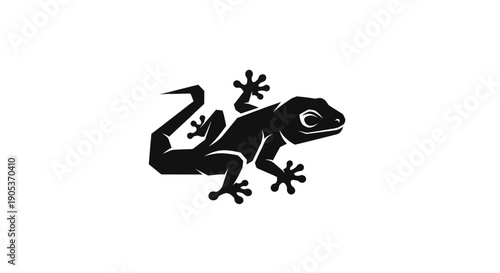 Geometric lizard silhouette on white