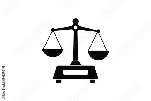Scales of justice icon silhouette symbolizing law balance and legal equality for judicial system representation