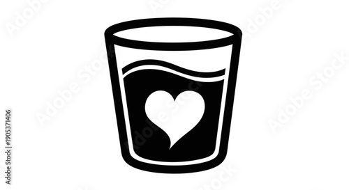 Glass of beverage with heart symbol