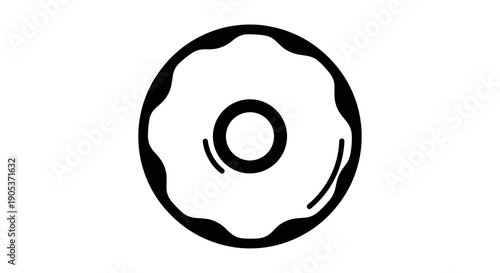 Simple black and white outline of a delicious donut.