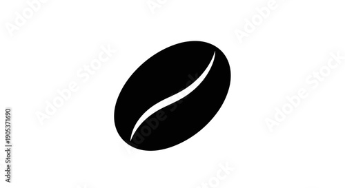 Simple Black Coffee Bean Icon on White Background 1.
