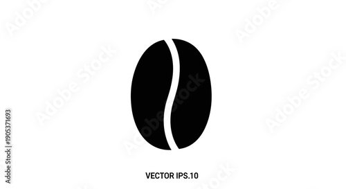 Simple Black Coffee Bean Icon Vector Graphic.