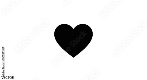 Simple Black Heart Icon Vector Graphic.